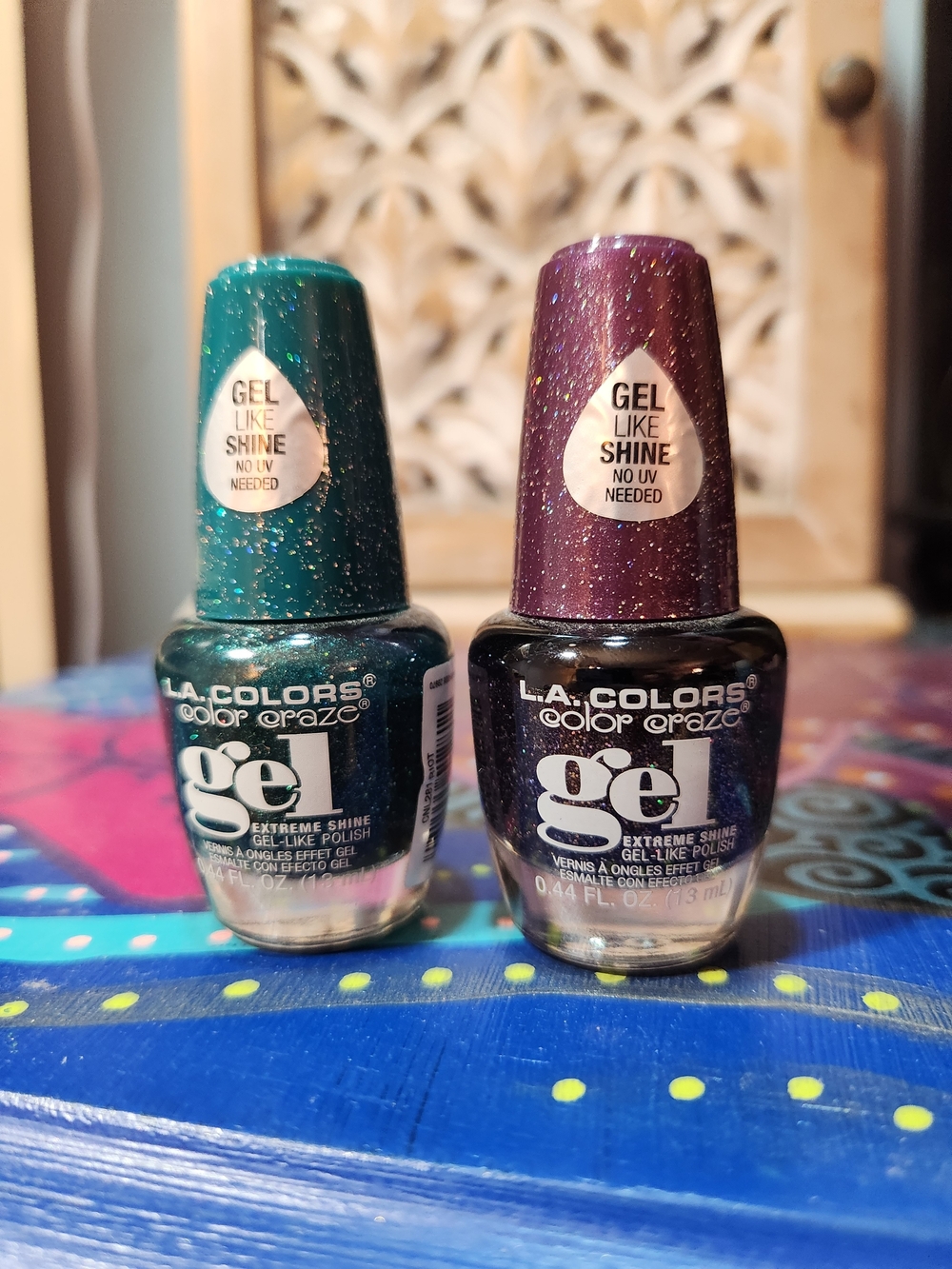 L.A. Colors Gel-Like Nail Polish Duo - Teal & Plum Glitter